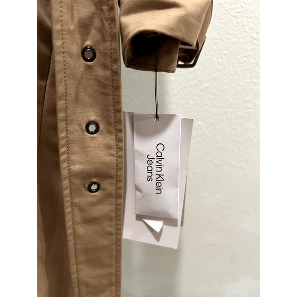 Calvin Klein Jeans Women's Soft Cotton Gabardine Trench Coat Double-Breasted L - Picture 11 of 13